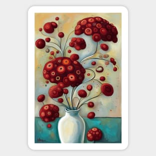 Cute Abstract Flowers in a White Vase Still Life Painting Sticker